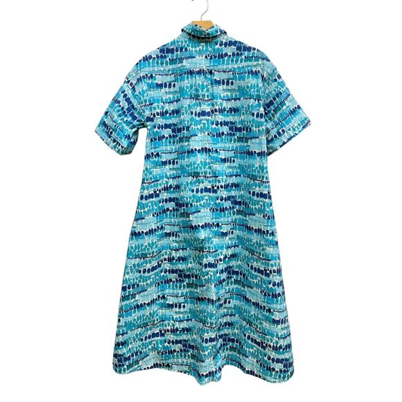 Tucker 100% Cotton Short Sleeve Blue Abstract Print Shirt Dress size XS - Picture 5 of 5